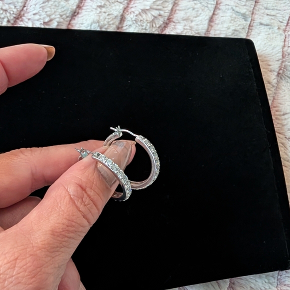 Never Worn 925 CZ Silver Hoops - Picture 6 of 10